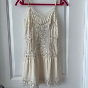 Native Rose Boho Lace & Embroidered Ivory Tunic Dress Size S